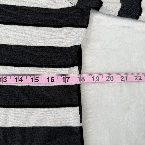 Vintage Liz Claiborne Black and White Striped V-Neck Sweater Large - Picture 8 of 8
